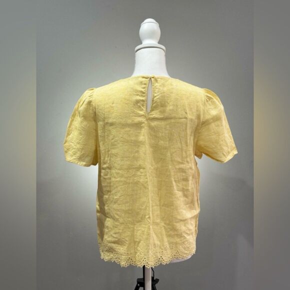 CLEARANCE! Pale Yellow Nordstrom Signature Eyelet Top Size S EUC - Picture 2 of 5
